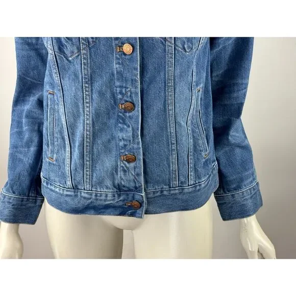 Madewell Classic Denim Jean Jacket Women M NWT Cotton Pockets Long Sleeve Blue‎
